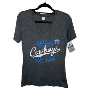Dallas Cowboys Women's Gray V-Neck Tee Shirt M NWT NFL Team Apparel